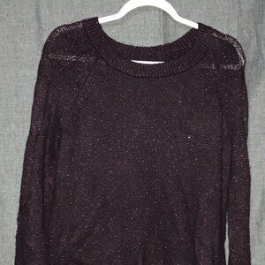 Apt 9 Dark Purple Shimmer Knit Crewneck Sweater - Medium